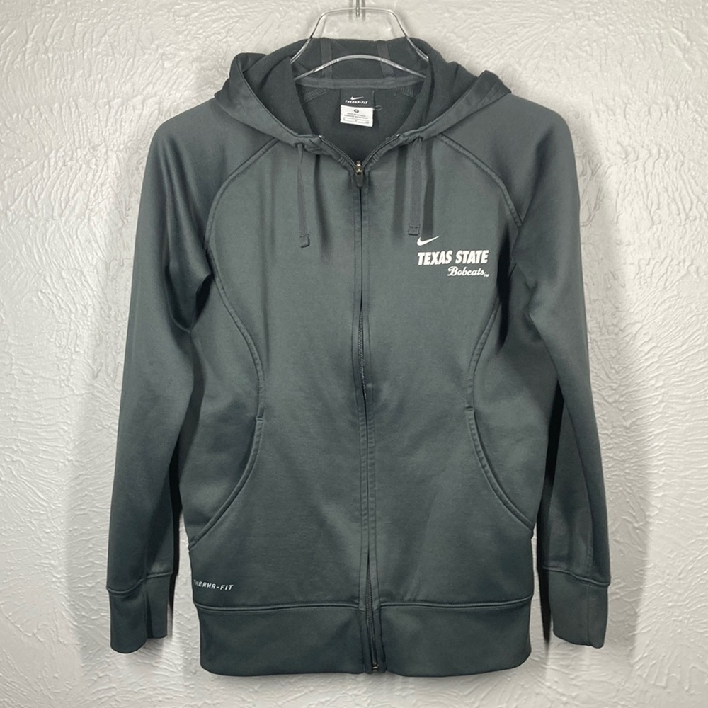 Nike Gray Therma-Fit Texas State Bobcats Long Sleeve Zip Up Jacket Size …